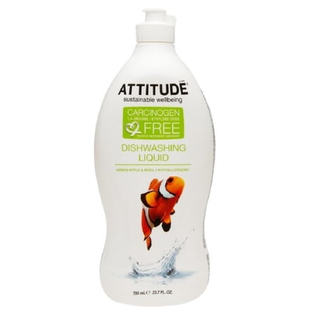 Attitude Sustainable Wellbeing Dish Soap, Green Apple & Basil, 23.7 Oz