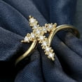 thumbnail image 3 of Diamond Cross Ring: Copper Christian Jesus Ring for Women, Sterling Silver Inlaid Gemstones, European Style Letter/Number/Text Design, 3 of 4
