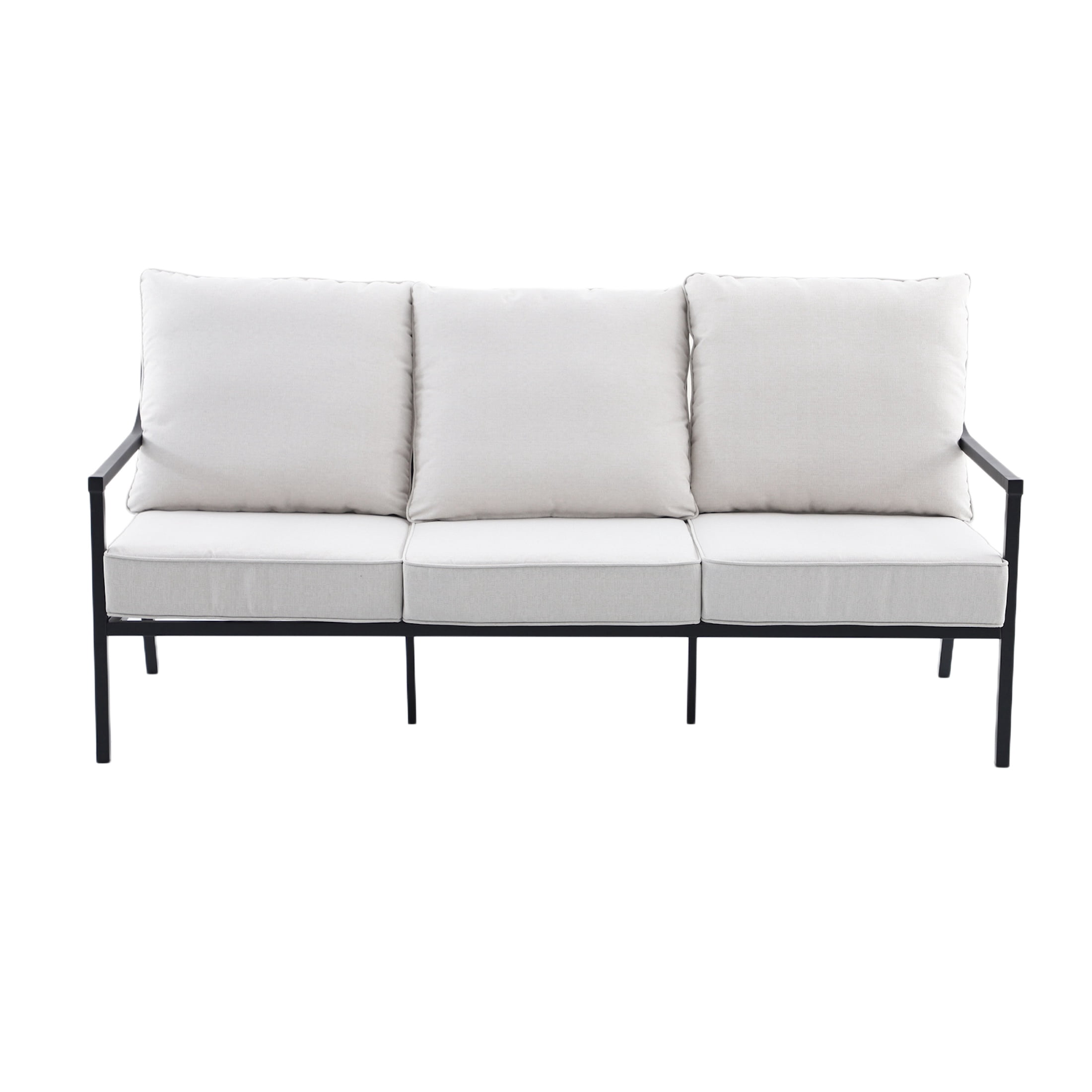 My Texas House Cambria X-Back Outdoor Steel Sofa with Cushions, Black
