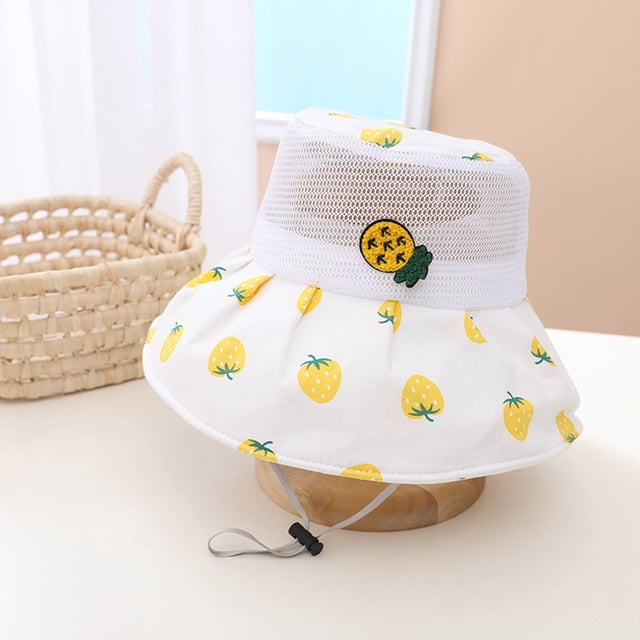 Bucket Hats Children Fisherman Hat Spring And Summer New Pattern Sunshade Hat Mesh Hat Breathable And Comfortable Adjustable Belt Cute Fruit Pattern Sunscreen Hat Bucket Hats