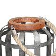 thumbnail image 2 of Benjara I551-FDS002 Wooden Base Bellied Shape Industrial Hanging Galvanized Lantern with Rope Handle, Gray, 2 of 5