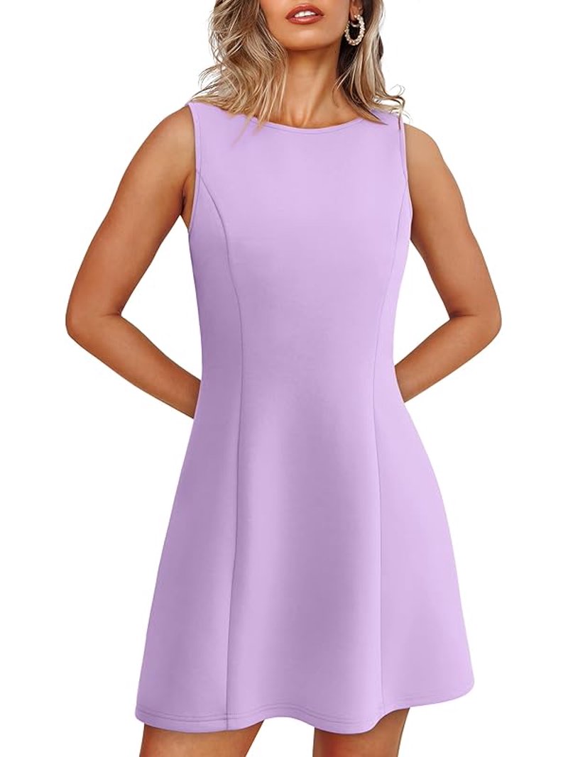 Womens A-Line Boat Neck Mini Dress Purple SMihono Women main image 4