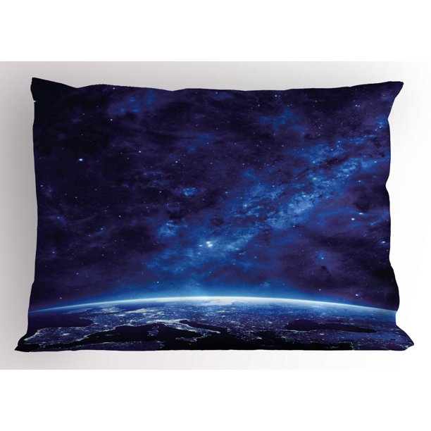 Space Pillow Sham Earth at Night from Deep Atmosphere ...