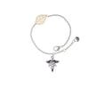 thumbnail image 2 of Delight Jewelry Silvertone Caduceus - PA - Goldtone Leaf Delicate Bracelet, 6.25+1.75", 2 of 4