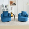 thumbnail image 5 of Furniliving Swivel Accent Chair, Oversized Round Barrel Chair with Pillows, Corduroy Fabric Armchair Chair, Upholstered Single Sofa for Living Room, Bedroom, Office (Blue), 5 of 10