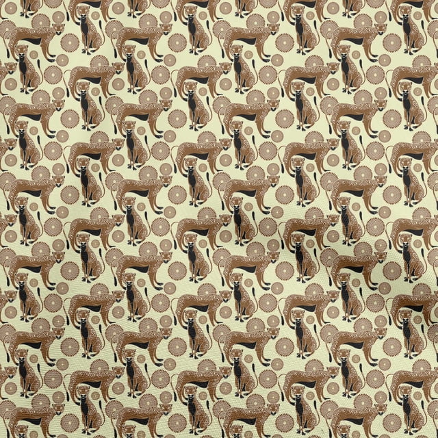 oneOone Coton Flex Brun Tissu Enfants Animal Matière de Robe Tissu Imprimé Tissu au Yard 40 Pouces de Large