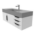 thumbnail image 2 of Amazon 48" White Wood Floating Vanity with Gray Top and Black Trim, 2 of 8