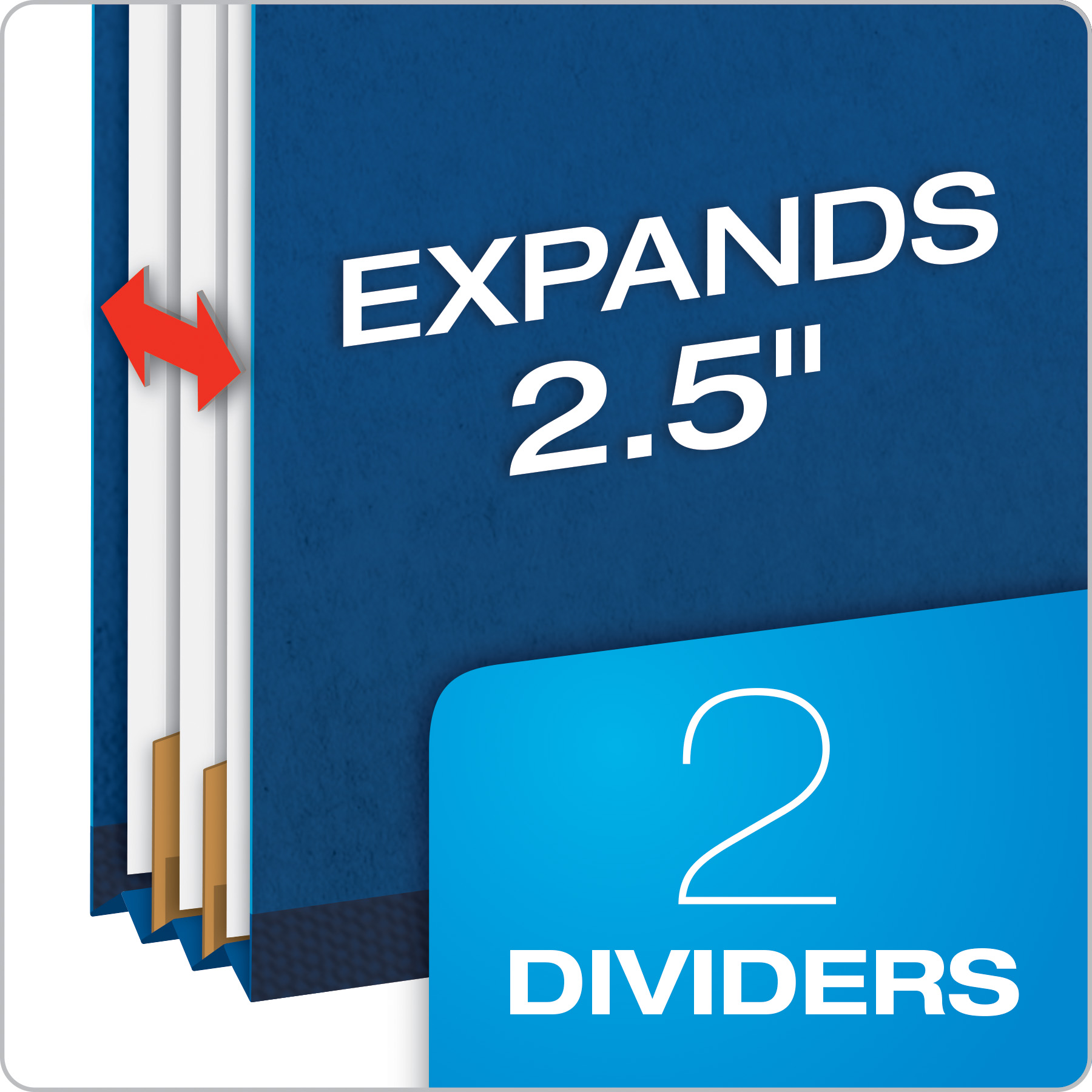 Pendaflex® Classification Folders, Standard, 2 Dividers, Embedded Fasteners, 2/5 Cut Tab, Dark Blue, Legal, 10/BX, 5 BX/CT