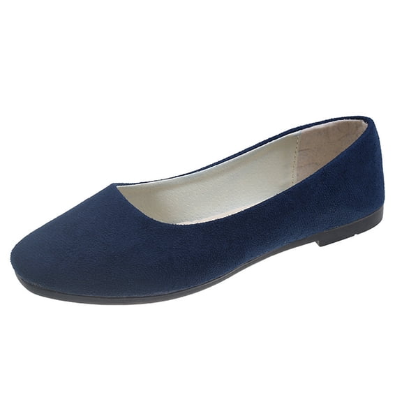HCNTES Women's Pointed Toe Heels Leather Flats Shoes Classic Closed Toe Flats Low Flats Dress Shoes for Women(Blue,41)
