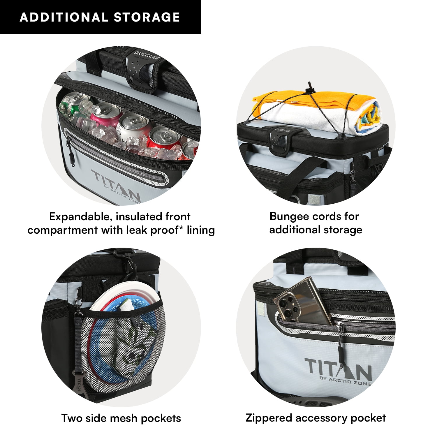 Titan by Arctic Zone 38-Can 25-Quart Iceless Zipperless Soft Cooler with Ice Blanket, Quarry Gray