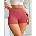 thumbnail image 6 of Siminsem High Waist Biker Shorts for Women Letter Print Knit Yoga Shorts Tummy Control Breathable Booty Lifting Boyshorts Elastic Waist, Red,L, 6 of 8