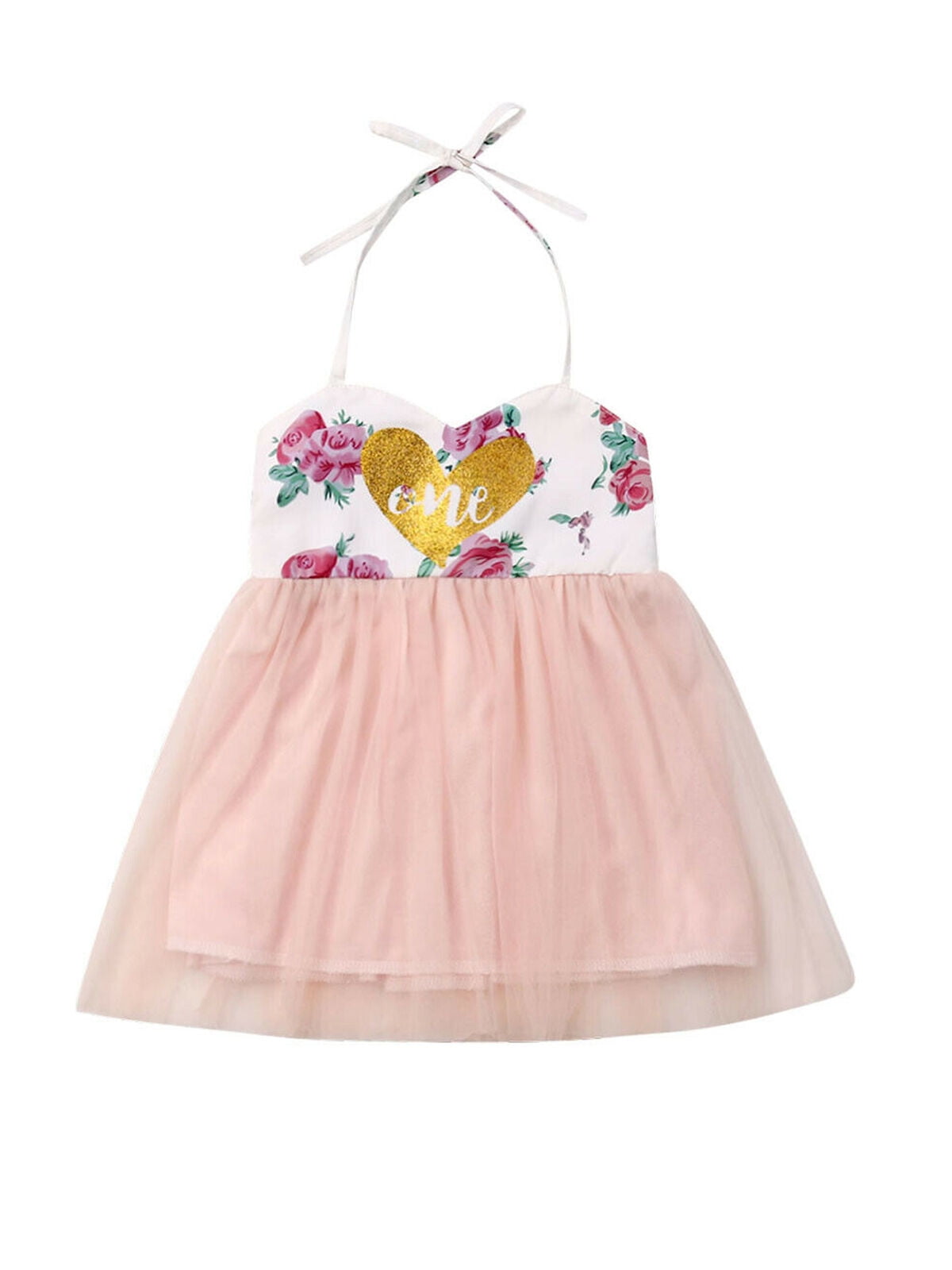 1st One Birthday Kids Infant Baby Girl Floral Dress Princess Party Tutu ...