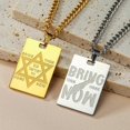 thumbnail image 1 of Dreamtimes Star of David Necklace Judaic Hebrew Bring Them Home NOW Double Sides Carved Pendant Stainless Steel Jewish Jewelry, 1 of 5