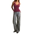 thumbnail image 3 of V Neck Tank Top Lace Camisole Tops for Women Summer Going Out Tops Wine Red L, 3 of 9