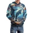 thumbnail image 2 of Dolphins in Space Regular Fit Hoodie, Sporty Pullover Hooded Sweatshirt for Men Women S, 2 of 6