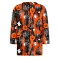 thumbnail image 5 of DORKASM Halloween T-Shirt for Women Crew Neck 3/4 Sleeve Pumpkin Skeleton Casual Shirts 2026 Spider Web Spider Funny Tee Fall Skull T Shirt Orange 2XL, 5 of 5