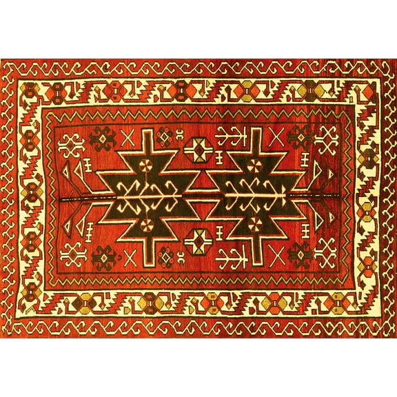 Ahgly Company Indoor Rectangle Persian Yellow Traditional Area Rugs, 5' x 7'