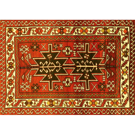 Ahgly Company Indoor Rectangle Persian Yellow Traditional Area Rugs, 2' x 3'