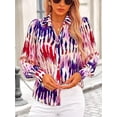thumbnail image 4 of PRETTYGARDEN Women's Floral Blouses Dressy Casual V Neck Button Down Shirts Lantern Long Sleeve Boho Chiffon Spring Tops, 4 of 10