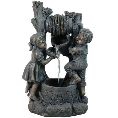 30" Children at the Well Outdoor Patio Garden Water Fountain