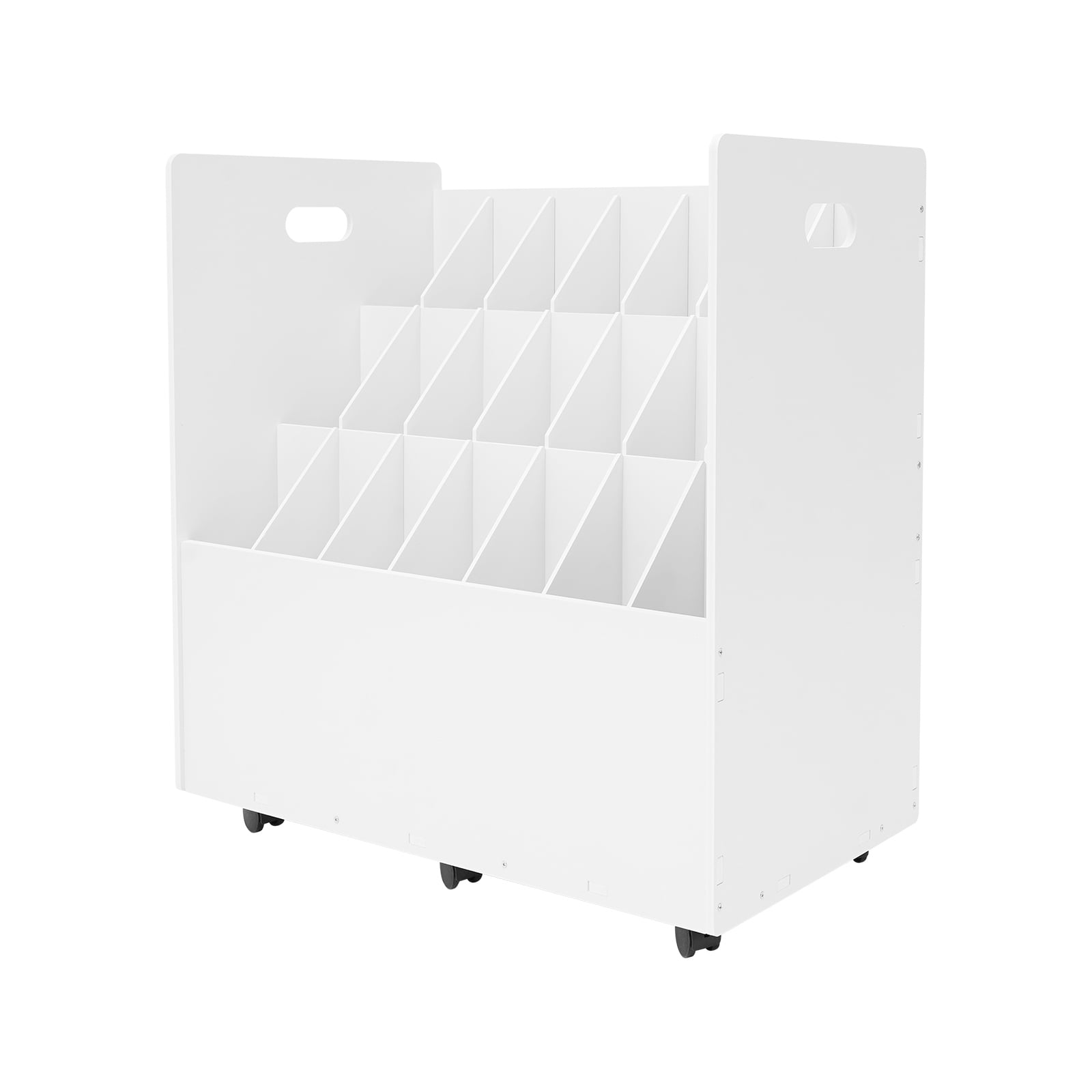 White Print Storage Organizer with Wheels, 21 Slots Mobile Blueprint Storage Rack Cart, Construction Plan Holder Roll Files Cart Map Poster Storage Cabinet for Office Home School