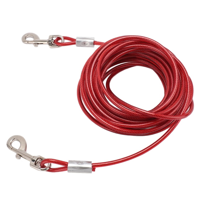 Steel Wire Dog Tie Out Cable, Double Head Bite Resistant Dog Leash with PVC Tube, for Camping, Small Medium Large Dogs