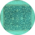 thumbnail image 1 of Ahgly Company Machine Washable Indoor Round Oriental Turquoise Blue Industrial Area Rugs, 3' Round, 1 of 4