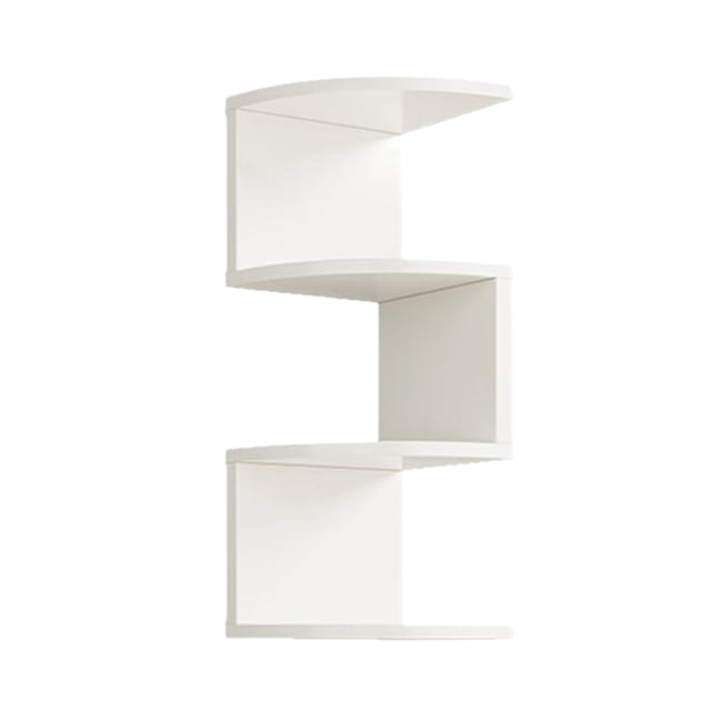 Corner Shelf Organizer White Color With Multiple Compartments Wood Material For Wall Mounting 7.8X7.8X24.5 Inches Large Capacity Storage For Books And Decor No Punch Installation Required
