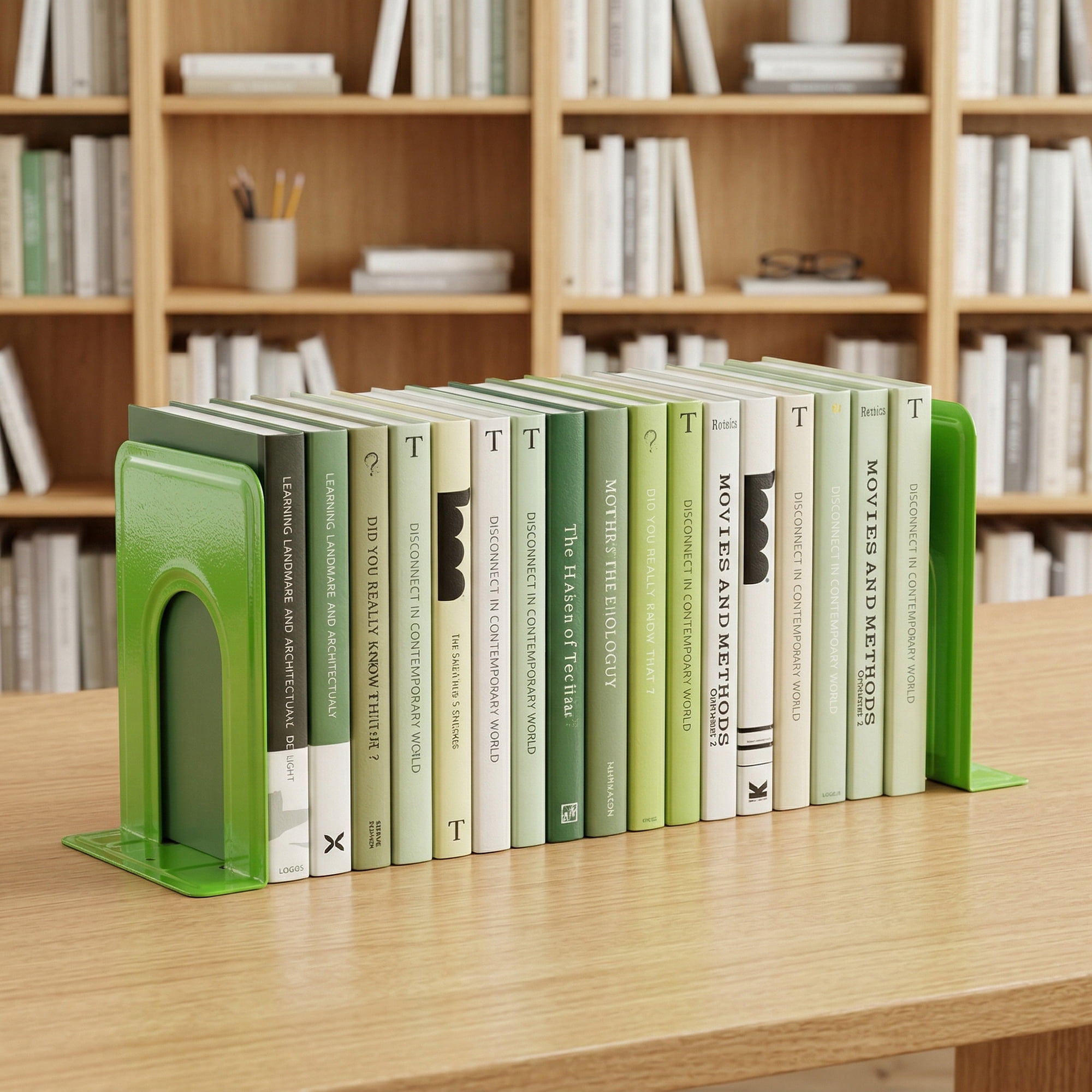 Unique Bargains Expandable Iron Bookends with Compartments Green 5"L x 5.9"W x 7.5"H