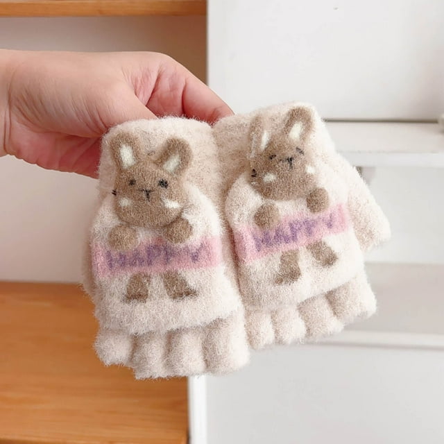hengsof Gants d'Hiver Gants Chauds pour Enfants Mitaines Tricotées