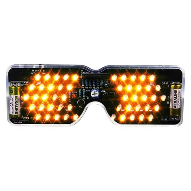 Kit de Práctica de Soldadura con Gafas Iluminadas y LED Activados por Sonido. Kit de Electrónica DIY para Proyectos de Aprendizaje Escolar.A