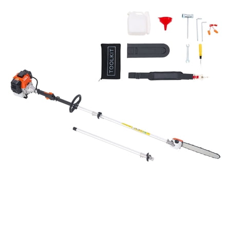 Chateauy 52CC 2 Stroke Gas Powered Pole Saw 14 in Cutting Bar Cordless Tree Trimmer 7.2 to 10 ft Extendable Pruning Chainsaw