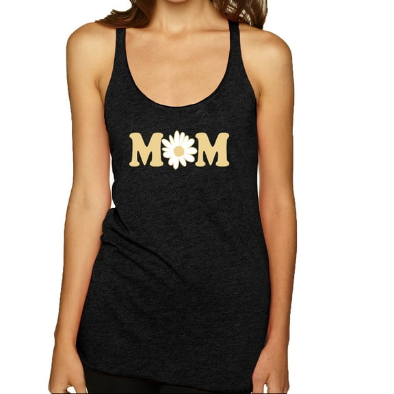 Wild Bobby, Mom Daisy Mother's Day Tri-Blend Racerback Tank Top, Vintage Black, Large