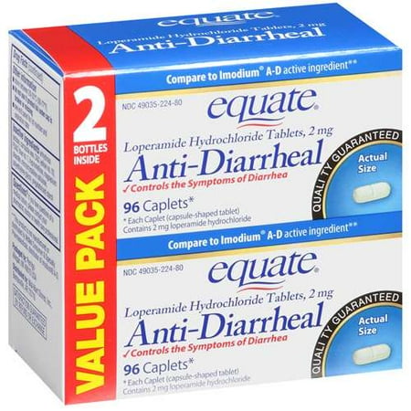 Equate: Loperamide Hydrochloride Tablets 2 Mg Anti-Diarrheal, 2 ea
