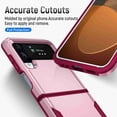 thumbnail image 3 of Dteck Case For Samsung Galaxy Z Flip 4 5G, Shockproof Folding Heavy Duty Rugged Protective Phone Case Cover Soft TPU Bumper, Pink+Rose, 3 of 7