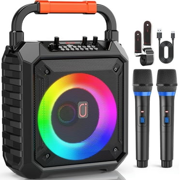 FanFun Portable Speaker, 20W Stereo Sound New Party Speaker with Microphone and Colorful Lights, 12H Playing Time Bluetooth Speaker for Home Outdoor and Travel