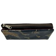 Patricia Nash Women's Leather Bifold RFID Wallet Greek Map Print Blue Tan