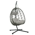 thumbnail image 3 of Egg Chair With Stand Indoor Outdoor Swing Chair Patio Wicker Hanging Egg Chair Hanging Basket Chair With Stand For Bedroom Living Room Balcony,Gray-B, 3 of 16