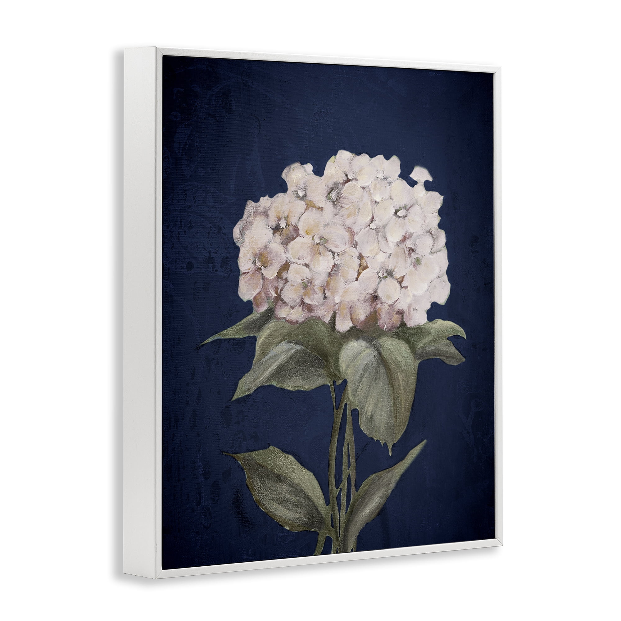 Stupell Industries Single Hydrangea Bloom Botanical & Floral Painting White Framed Art Print Wall Art, 16 x 20