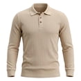 thumbnail image 6 of Aimik Polo Shirts for Men Long Sleeve Ribbed Texture Button Placket Casual Solid Shirts Fall Winter Lightweight Cozy Collared Tops, 6 of 6