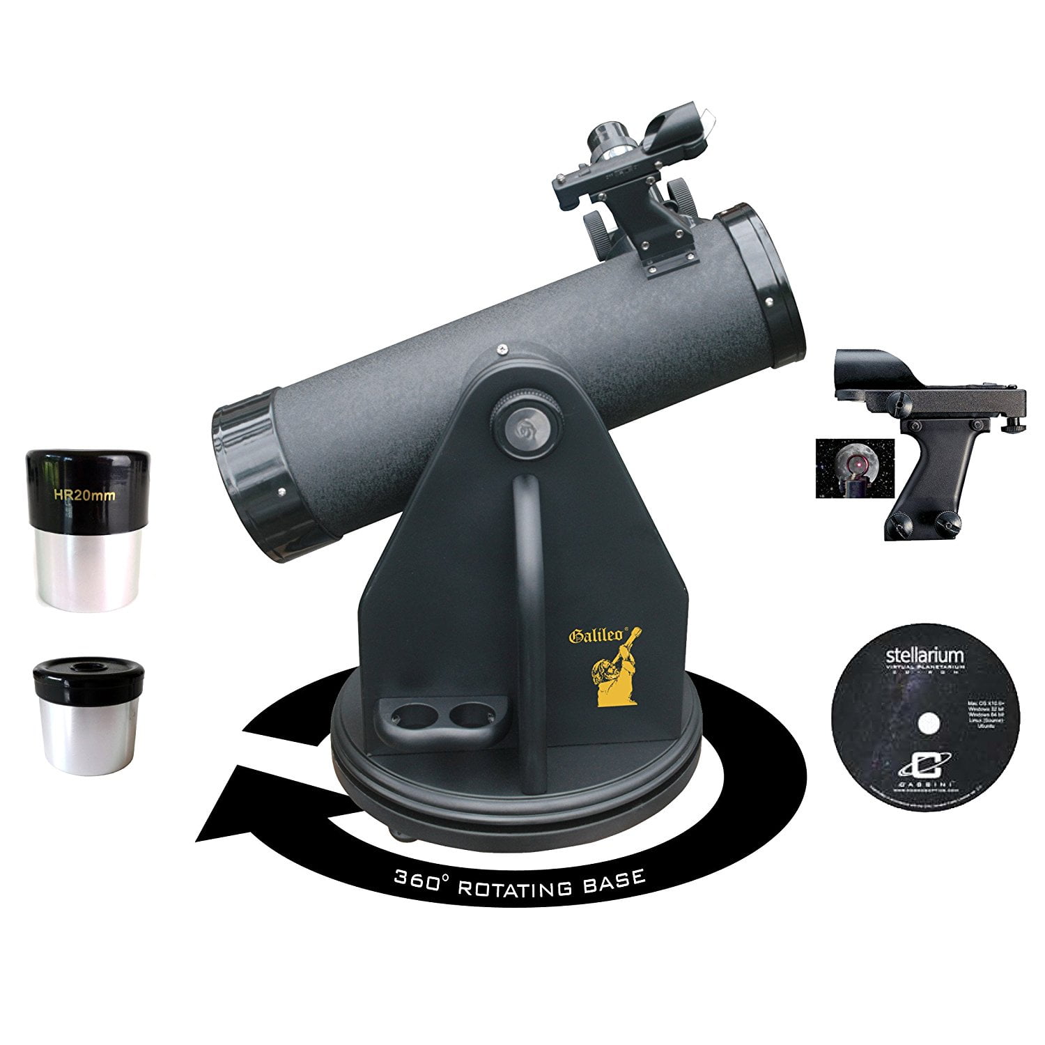 Galileo G80DB 500mm x 80mm Dobsonian Table Top Telescope, Matte Black