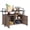 Brown 624, variant on 2-Tier Shelf PE Rattan Outdoor Bar Table with Glass Top, Mobile Serving Cart with Cabinet for Patio, Mixed Brown