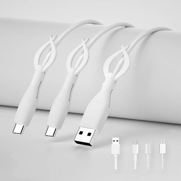 Juego de fundas protectoras de silicona para cable de datos de teléfono móvil | Protector de cable de carga antidobladuras | Compatible con Android, Apple, Lightning, USB tipo C | Protector de cable