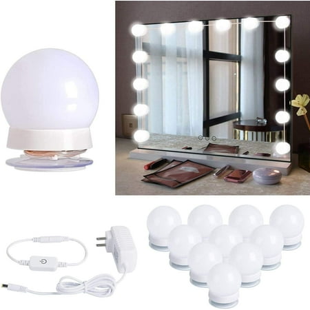Hollywood Style Led Vanity Mirror Lights Kit With 10 Dimmable Light Bulbs For Makeup Dressing Table Plug In Lighting Fixture Strip White No Included Canada Led Vanity Mirror Lights Kit, How To Put Up Vanity Mirror Lights