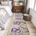 thumbnail image 4 of Purple Iris 2'x6' Runner Rugs for Hallway Kitchen Bedside Non Slip, Spring Vintage Flowers Butterfly Leaves Khaki Entryway Rug Runners with Rubber Backing, Long Carpet Runner for Laundry Room, 4 of 8