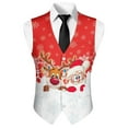 thumbnail image 5 of Yuyamidu Cute Reindeer Men's Suit Vest Santa Claus Slim Fit Formal Dress Waistcoat Red Christmas Casual Business Vests for Suit or Tuxedo with Adjustable Back Strap, Size 3XL, 5 of 7
