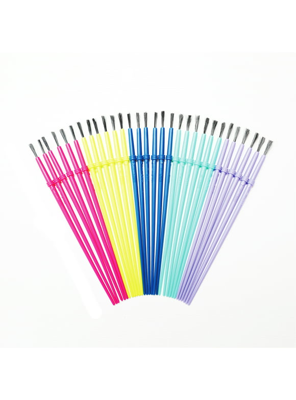 Hello Hobby Round Synthetic Bristle Art Brushes (30 Pack), Age Group 3+