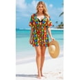 thumbnail image 4 of HAPPY BAY Women's Beachwear Summer Swim Beach Cover ups for Swimwear Mini Tropical Dress Swimsuit Coverups for Women V Neck Tops for Women XL-XXL Ruby, Floral Hibiscus Bamboo Tree, 4 of 4
