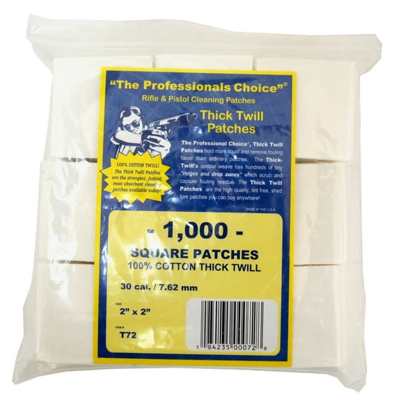 The Professionals Choice Twill Square Cleaning Patches 30 Cal./7.62mm 1000 pack