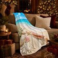 thumbnail image 3 of Tropical Beach Scene Starfish Seashells Sand Coastal, Cozy Coastal Landscape Scene, Warm Flannel Blanket for Beach House and Living Room, Beach Lovers Housewarming Gift, Coastal Home Decor, 3 of 9